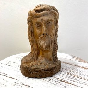 Vintage Carved Wood Jesus Statue